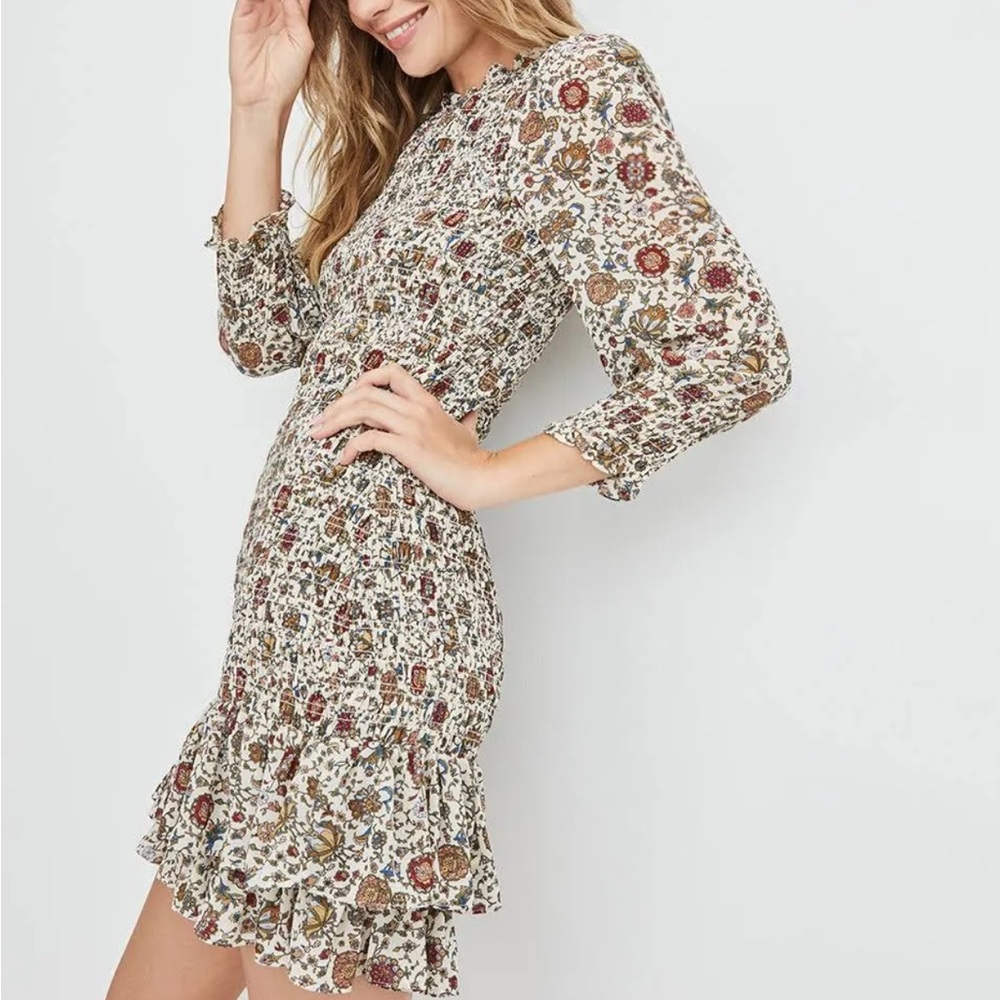 Veronica Beard Floral Print Long Sleeve mini Dress